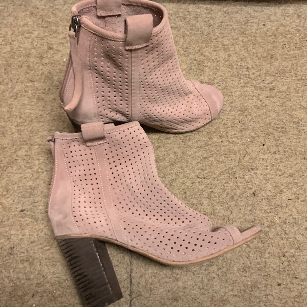 Diba True suede heels pink ope Toe Booties.  Size 8